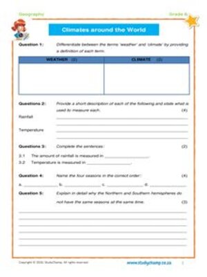 cover image of Grade 6 Geography Test: Climate